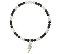 NUSTTAL Baseball Necklace 18 Inch Lightning Bolt Pendant for Men Women Bling Ice Collection | Rhinestone Clay Beaded Discoball Design | Gifts for Baseball Team Players Lovers | Black/White