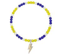 NUSTTAL Baseball Necklace 18 Inch Lightning Bolt Pendant for Men Women Bling Ice Collection | Rhinestone Clay Beaded Discoball Design | Gifts for Baseball Team Players Lovers | Royal Blue/Yellow/White