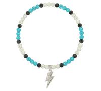 NUSTTAL Baseball Necklace 18 Inch Lightning Bolt Pendant for Men Women Bling Ice Collection | Rhinestone Clay Beaded Discoball Design | Gifts for Baseball Team Players Lovers | Aqua Blue/White/Black