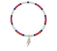 NUSTTAL Baseball Necklace 20 Inch Lightning Bolt Pendant for Men Women Bling Ice Collection | Rhinestone Clay Beaded Discoball Design | Gifts for Baseball Team Players Lovers | Red/White/Royal Blue