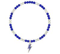 NUSTTAL Baseball Necklace 20 Inch Lightning Bolt Pendant for Men Women Bling Ice Collection | Rhinestone Clay Beaded Discoball Design | Gifts for Baseball Team Players Lovers | Royal Blue/White