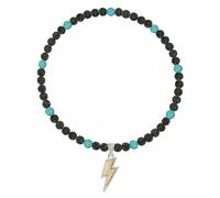 NUSTTAL Baseball Necklace 20 Inch Lightning Bolt Pendant for Men Women Bling Ice Collection | Rhinestone Clay Beaded Discoball Design | Gifts for Baseball Team Players Lovers | Black/Aqua Blue