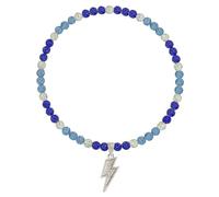 NUSTTAL Baseball Necklace 20 Inch Lightning Bolt Pendant for Men Women Bling Ice Collection | Rhinestone Clay Beaded Discoball Design | Gifts for Baseball Team Players Lovers | Royal Blue/Blue/White