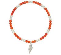 NUSTTAL Baseball Necklace 20 Inch Lightning Bolt Pendant for Men Women Bling Ice Collection | Rhinestone Clay Beaded Discoball Design | Gifts for Baseball Team Players Lovers | Orange/White