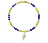 NUSTTAL Baseball Necklace 20 Inch Lightning Bolt Pendant for Men Women Bling Ice Collection | Rhinestone Clay Beaded Discoball Design | Gifts for Baseball Team Players Lovers | Royal Blue/Yellow/White