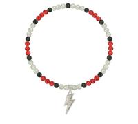 NUSTTAL Baseball Necklace 20 Inch Lightning Bolt Pendant for Men Women Bling Ice Collection | Rhinestone Clay Beaded Discoball Design | Gifts for Baseball Team Players Lovers | Red/White/Black