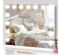NUSVAN Vanity Mirror with Lights Lighted Makeup Mirror with 15 Dimmable LED Bulbs,3 Color Lighting Modes,USB Charging Port Touch Control,Sturdy Metal Frame Design 22.8x18 Inch,White