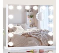 NUSVAN Vanity Mirror with Lights Lighted Makeup Mirror with Dimmable LED Bulbs,3 Color Lighting Modes,USB Charging Port Touch Control,Sturdy Metal Frame Design,White