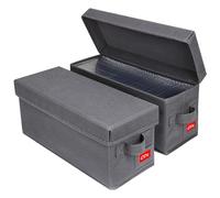 NUSWOR Upgrades CD Storage Box - Perfect CD Case Storage Solution, Stackable CD Organizer with Lid, 2Pack CD Holder 14.37 x 5.5 x 6.3 Inches - Holds 70 Jewel Cases - Grey