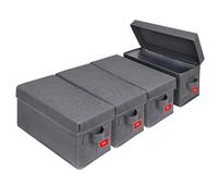 NUSWOR Upgrades CD Storage Box - Perfect CD Case Storage Solution, Stackable CD Organizer with Lid, 4Pack CD Holder 14.37 x 5.5 x 6.3 Inches - Holds 140 Jewel Cases - Grey