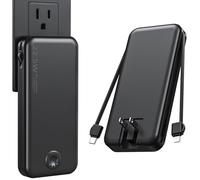 Nusyddy Portable Charger with Built in Cable and AC Wall Plug, USB C Power Bank 12000mAh 22.5W Super Fast Charging, Lightweight Portable Phone Charger Travel Battery Pack for iPhone, Samsung, Tablets