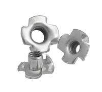 Nut and bolt Stainless Steel 4-Pronged Tee Nut, 10PCS Zinc Plated Carbon Steel Four Claws Prongs Knock In Wood Captive Nut Insert Nut M2 M3 M4 M5 M6 M8 M10 M12 1/4-29(M12)
