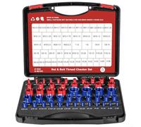 Nut and Bolt Thread Gauge Kit 50 Pieces for Measuring SAE and Metric Threads with Foam Insert Organizer for Quick Identification