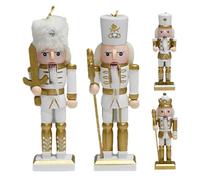 Nut Cracker Christmas Decor - 4piece Wood Ornaments | Nutcrackers Christmas Decorations | for Kitchen Door Table Bedrooms Living Rooms Window Tree Holiday Schools