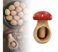 Nut Crackers for All Nuts - Wooden Walnut Cracker with Mushroom-Shaped Design, Easy-Screw Mechanism for Effortless Nut Cracking, Natural Home Decor & Festive Gift (Red)