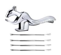 Nut Crackers - Funny Squirrel Shape Walnut Cracker Tool Walnut Opener Heavy Zinc Alloy Nutcracker Multifunctional Pecan Nut Clip With 4 Picks for Walnut, Hazelnut and Pecan