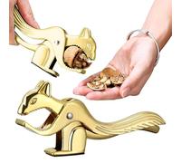 Nut Crackers Tool, Squirrel-Shaped Nut Crackers - Heavy Duty Walnut Opener Tool for Chestnuts, Pecans, Hazelnuts - Multifunctional Handheld Nutcrackers Clip - Cute & Durable Kitchen Gadget (1, Gold)