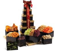 NUT CRAVINGS Dried Fruit & Mixed Nuts Black Gift Tower, 12 Assortments