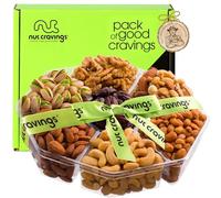 NUT CRAVINGS Gourmet Collection - Diwali & Halloween Treats Mixed Nuts Gift Basket + Green Ribbon (7 Assortments, 2.2 LB) Arrangement Platter, Birthday Care Package - Healthy Kosher
