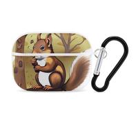 Nut-Eating Squirrel AirPod Pro Case, Anti Scratch Hard PC Cover with Keychain, AirPod Pro 2nd/1st Case Accessories for Women Men, White-Style