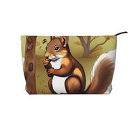 Nut-Eating Squirrel Corduroy Makeup Bag with Zip, Cosmetic Pouch for Travel, Toiletries and Everyday Use