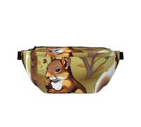 Nut-Eating Squirrel Crossbody Waist Bag.Large Capacity, Waterproof And Dustproof, Secure Zipper, Suitable For Travel And Outdoor Activities., Black, One Size