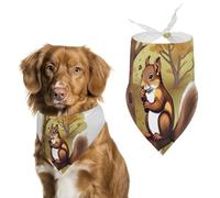 Nut-Eating Squirrel Dog Bandanas for Feeding Grooming, Triangle Pet Bibs Washable Pets Scarf for Cats & Dogs