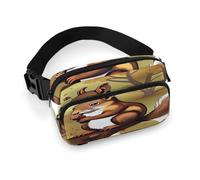 Nut-eating Squirrel Full Printed Fanny Pack,Zipper Belt Bag Cute Crossbody Bag Hip Bum Bag with Adjustable Strap