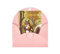 Nut-eating squirrel Greeting card, blank inner page, includes envelope, 10 cm x 15 cm, for anniversary and party invitations.