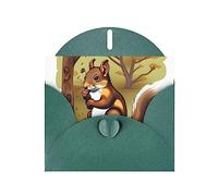 Nut-Eating Squirrel Greeting Cards For All Occasions - Blank Greeting Cards With Envelopes, Holiday Cards 4x6 Inches (Horizontal) Dark Green