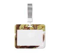 Nut-Eating Squirrel Id Badge Holder with Lanyard-Horizontal Card Protector, Clear Abs Hard Shell for Work Office Events