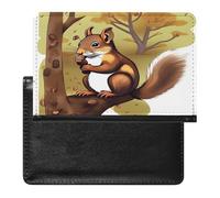 Nut-eating Squirrel Passport Holder Cover Passport Cover Protector Essentials with Credit Card Slots Slim Travel Wallet Covers Documents Organizer Protector for Man&Women