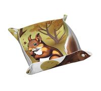 Nut-Eating Squirrel Pattern Key Dish for Ladie Men Table Valet Dresser Tray for Pocket Stuff Dice Coins Wallet Watch Rings Sunglasses