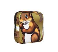 Nut-Eating Squirrel Period Proof Storage Bag-Feminine Hygiene Travel Case for Sanitary Pads, Discreet Mensural Pouch for Purse Office