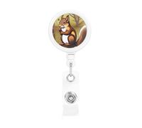 Nut-Eating Squirrel Plastic Retractable Badge Holder for Easy Card Swiping, can Store and Display Business Cards