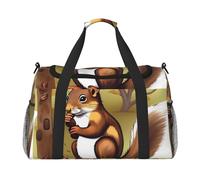 Nut-Eating Squirrel Print Duffle Bag for Travel,Shoulder Weekender Overnight Handbag, Sports Tote Gym Bag for Men Women
