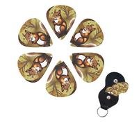 Nut-eating squirrel Print Guitar Picks 6 Pack Guitar Plectrums with Pick Holders Bass Picks For Acoustic Guitar Bass Electric Ukulele Includes 0.46mm, 0.71mm, 0.96mm