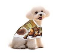 Nut-eating squirrel Print Pure Cotton Pet T-Shirt, Dogs & Cats Comfy Tee Vest, for Small Medium Summer Winter Clothes