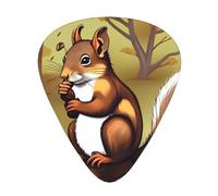 Nut-eating squirrel Printed guitar picks for acoustic, electric, and band players, 12 pieces in 3 different thicknesses