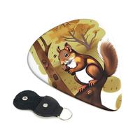 Nut-Eating Squirrel Printed Guitar Picks,Guitar Picks 6 Pcs With Picks Holder,Unique Guitar Gift For Bass Electric Acoustic Guitars