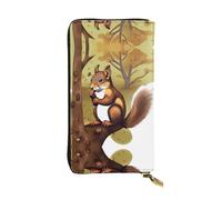 Nut-eating squirrel Printed leather wallet, 7.5 x 4.1-inch long credit card holder, portable travel cash wallet