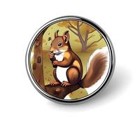 Nut-eating Squirrel Round Badge for Men Women, Durable & Stylish Lapel Pins, Lightweight Metal Badges for Shirts, Jackets, Hats