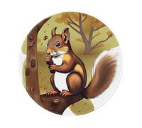 Nut-Eating Squirrel Round Single-Sided Printed Non-Slip Rubber Mouse pad 8in,