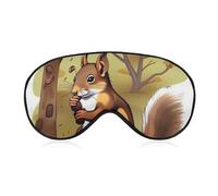 Nut-Eating Squirrel Sleep Mask for Women Men, Soft Eye Mask with Adjustable Strap for Sleeping, Light Blocking Travel Blindfold for Nap Comfortable Eye Cover for Home Office