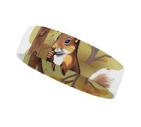 Nut-Eating Squirrel Sports Sweatband 15" Polyester Hairband Absorbent Quick-Dry Headband for Running, Yoga
