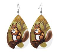 Nut-eating squirrel Teardrop-shaped leather earrings are a luxurious and fashionable accessory suitable for women, showcasing individual charm.
