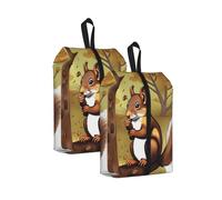 Nut-Eating Squirrel Water Resistant Travel Shoe Bag with Handle for Suitcase Sneakers Boots Gym 2PCS
