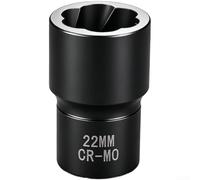Nut Extractor Socket Set 17mm 19mm 21mm 22mm - Reverse Thread Bolt Remover for Stripped Rusted Nuts - 1/2 Drive CR-MO Steel Lug Nut Removal Tool Kit(22mm)