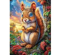 Nut-Hugging Squirrel 300 Pc DIY Jigsaw Puzzle Wild Animals Fantasy Animal Puzzles for Adults Teens Hard Challenging Team Building Stress Reducing Autumn High-grade Rigid Cardboard 300 PCS