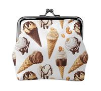 Nut Ice Cream Print Coin Purse for Women, Kiss-lock Change Purse Wallets, Small PU Leather Coin Purses